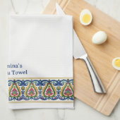 Bangladeshi Colorful Border White Customized Wudhu Theedoek (Quarter Fold)