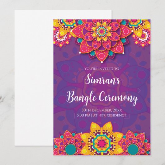 Bangle ceremonie uitnodigen Choora ceremonie uitno Kaart (Voorkant / Achterkant)