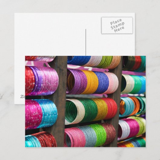 Bangles te koop in India Briefkaart (Voorkant / Achterkant)