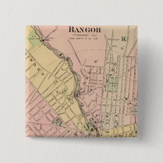 Bangor, Brewer, Maine Vierkante Button 5,1 Cm (Voorkant)