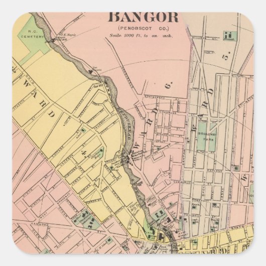 Bangor, Brewer Vierkante Sticker (Voorkant)