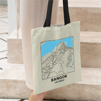 Bangor, Gwynedd City Map Tote Bag