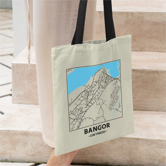 Bangor, Gwynedd City Map Tote Bag