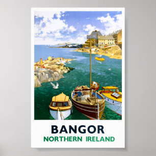 Bangor Ierland Oude Reisposter Gerestaureerd Poster