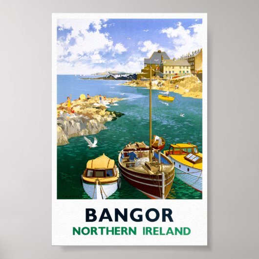 Bangor Ierland Oude Reisposter Gerestaureerd Poster (Voorkant)