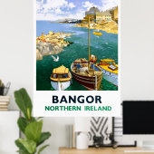 Bangor Ireland Vintage Travel Poster teruggezet (Thuiskantoor)