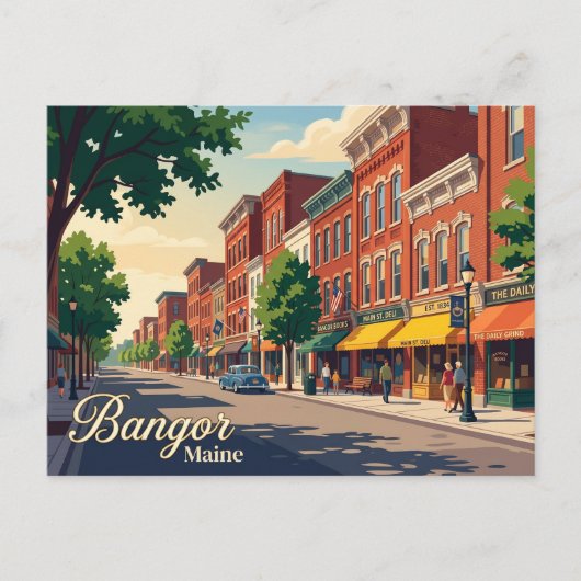 Bangor Main Street USA Briefkaart (Voorkant)