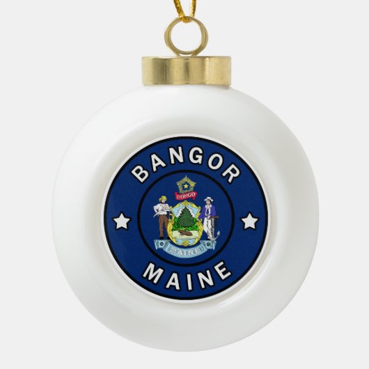 Bangor Maine Keramische Bal Ornament (Voorkant)