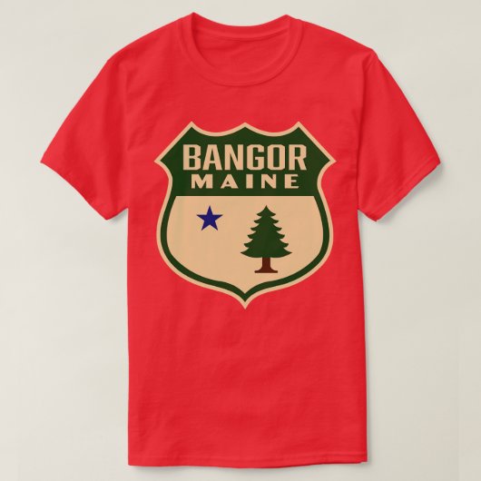 Bangor Maine Retro Pine Tree Shield Groen T-shirt (Design voorkant)