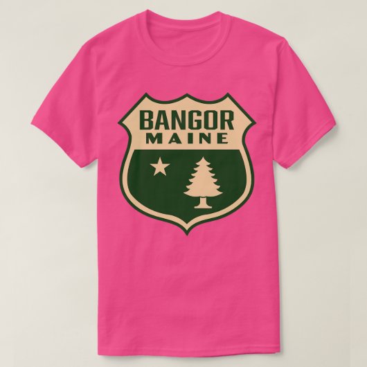 Bangor Maine Retro Pine Tree Shield Tan T-shirt (Design voorkant)