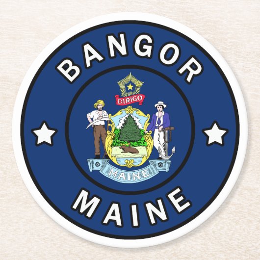Bangor Maine Ronde Kartonnen Onderzetter (Voorkant)