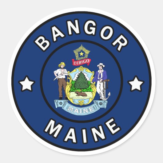 Bangor Maine Ronde Sticker (Voorkant)