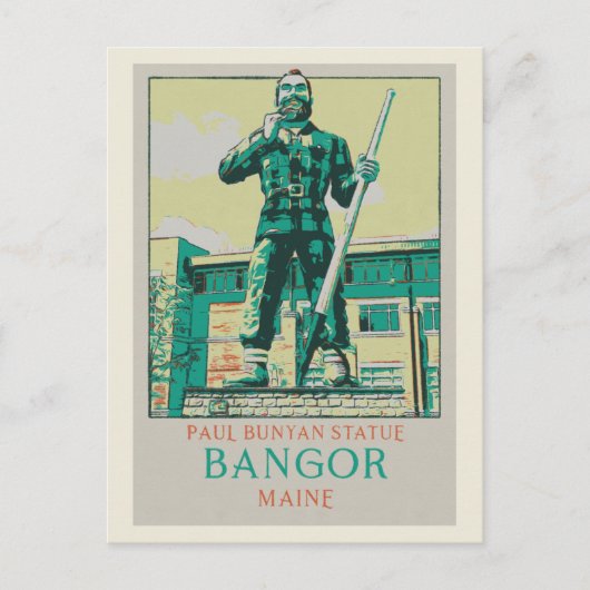 Bangor Maine USA, Paul Bunyan Statue Briefkaart (Voorkant)