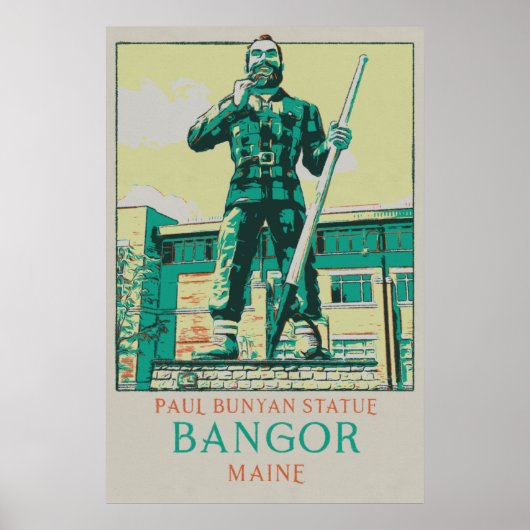 Bangor Maine USA, Paul Bunyan Statue Poster (Voorkant)