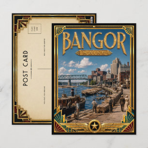 Bangor Maine Vintage Art Deco Gouden Tijdperk Briefkaart