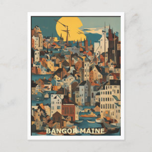 Bangor ME Grafisch Ontwerp Kleurrijk Briefkaart