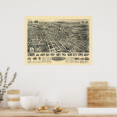 Bangor, PA Panoramic Map - 1918 Poster (Keuken)