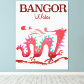 Bangor Wales Dragon poster Canvas Afdruk (Insitu (Houten vloer))