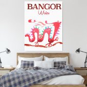 Bangor Wales Dragon poster Canvas Afdruk (Insitu (Slaapkamer))