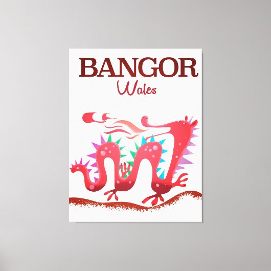 Bangor Wales Dragon poster Canvas Afdruk (Voorkant)