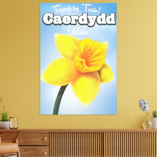 Bangor, Wales  reisposter Daffodil Canvas Afdruk (Insitu (Woonkamer))
