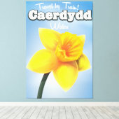 Bangor, Wales vintage Daffodil-reisposter Canvas Afdruk (Insitu (Houten vloer))
