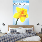 Bangor, Wales vintage Daffodil-reisposter Canvas Afdruk (Insitu (Slaapkamer))