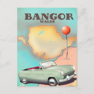 Bangor Wales vintage stijl reisposter Briefkaart