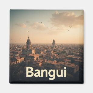 Bangui stadsgezicht bij gouden uur met historische magneet