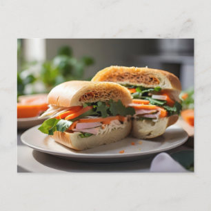 Banh Mi sandwich op een bord Briefkaart