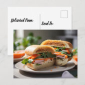 Banh Mi sandwich op een bord Briefkaart (Voorkant / Achterkant)