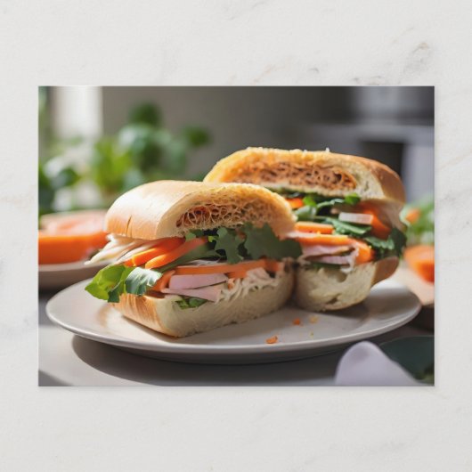Banh Mi sandwich op een bord Briefkaart (Voorkant)