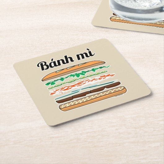 Banh Mi Vietnamese baguette van het Kartonnen Onderzetters (Schuin)