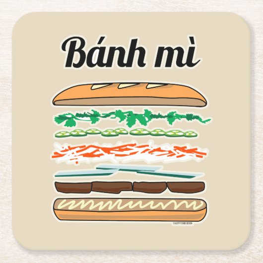 Banh Mi Vietnamese baguette van het Kartonnen Onderzetters (Voorkant)