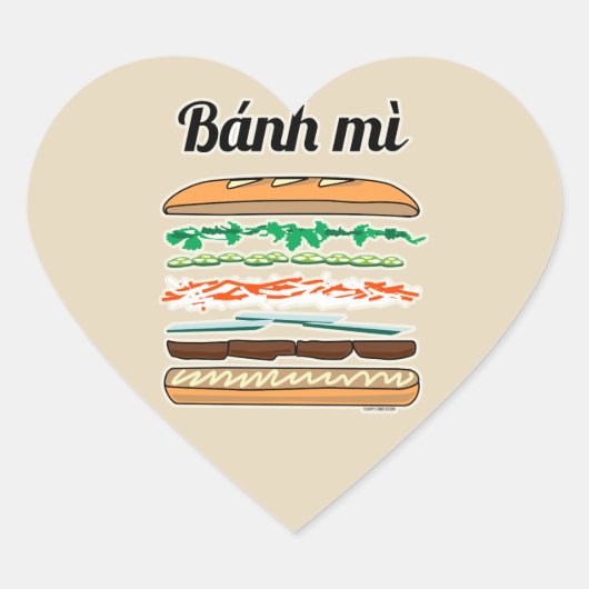 Banh Mi Vietwich, Frans brood Hart Sticker (Voorkant)