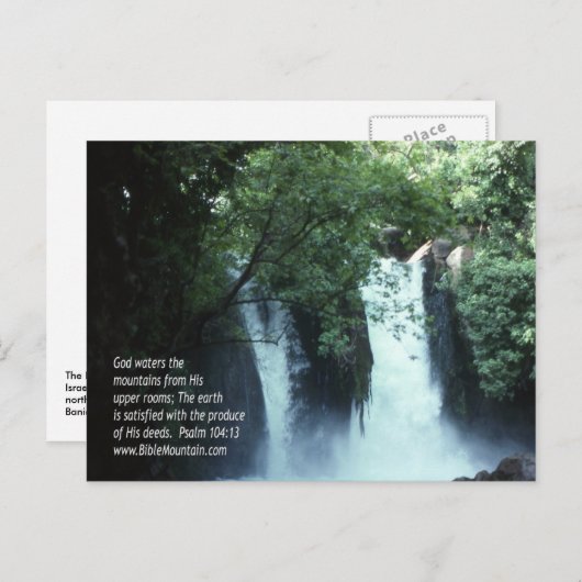 Banias Waterfall en Psalm 104:13 Briefkaart (Voorkant / Achterkant)