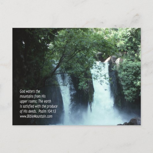 Banias Waterfall en Psalm 104:13 Briefkaart (Voorkant)