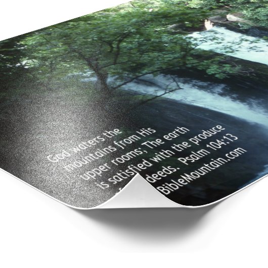 Banias Waterfall en Psalm 104:13 Foto Afdruk (Hoek)