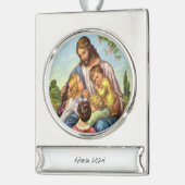 Banier Ornament Jesus Verzilverd Banner Ornament (Links)