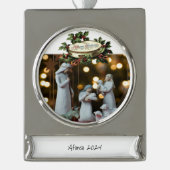 Banier Ornament Jesus Verzilverd Banner Ornament (Voorkant)