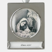 Banier Ornament Jesus Verzilverd Banner Ornament (Voorkant)