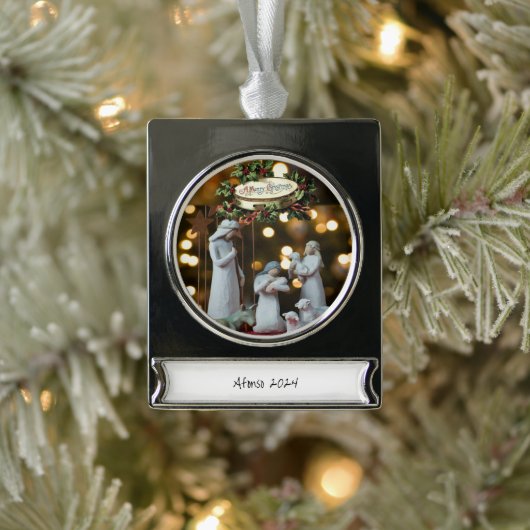 Banier Ornament Jesus Verzilverd Banner Ornament (Boom)