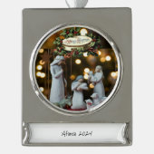 Banier Ornament Jesus Verzilverd Banner Ornament (Voorkant)