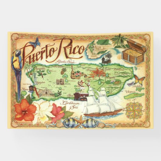Banier van Puerto Rico Spandoek (Horizontaal)
