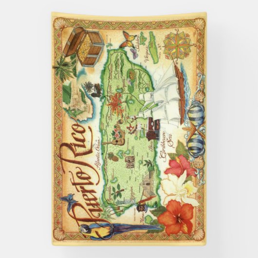 Banier van Puerto Rico Spandoek (Verticaal)