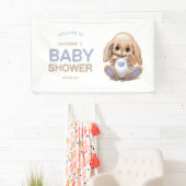 Banier voor baby shower met schattig pluche konijn spandoek (Insitu)
