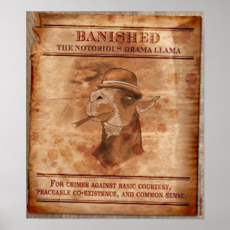 Banish Drama Llamas - 12 x 14 inch Poster