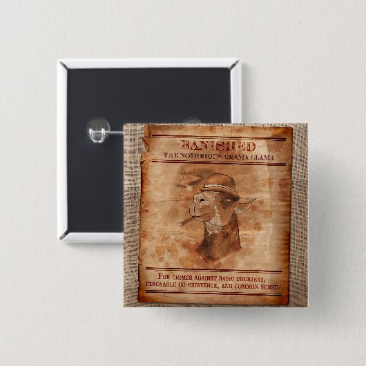 Banish Drama Llamas - 2-inch Square Button (Voorkant /achterkant)