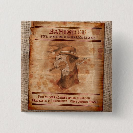Banish Drama Llamas - 2-inch Square Button (Voorkant)