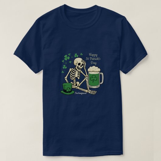Banjaxed Skeleton Beer St Patrick's Day T-shirt (Design voorkant)